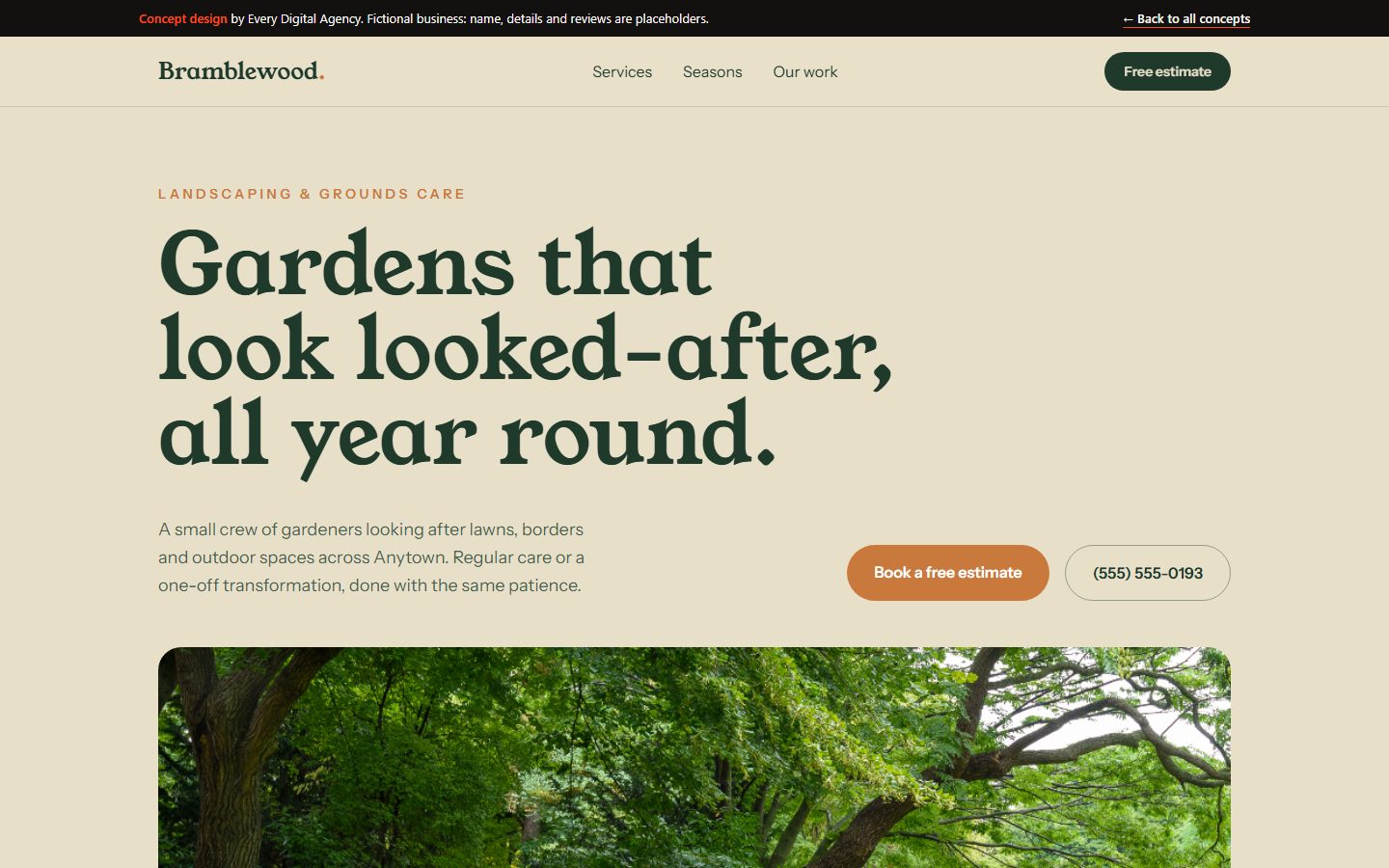 Bramblewood Grounds Co. concept website