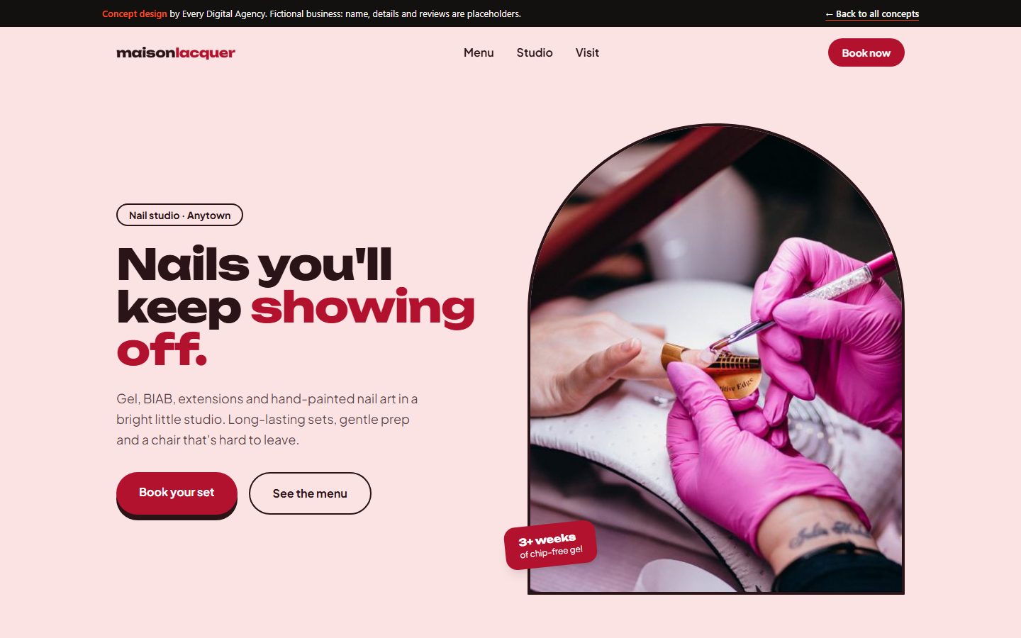 Maison Lacquer Nail Studio concept website