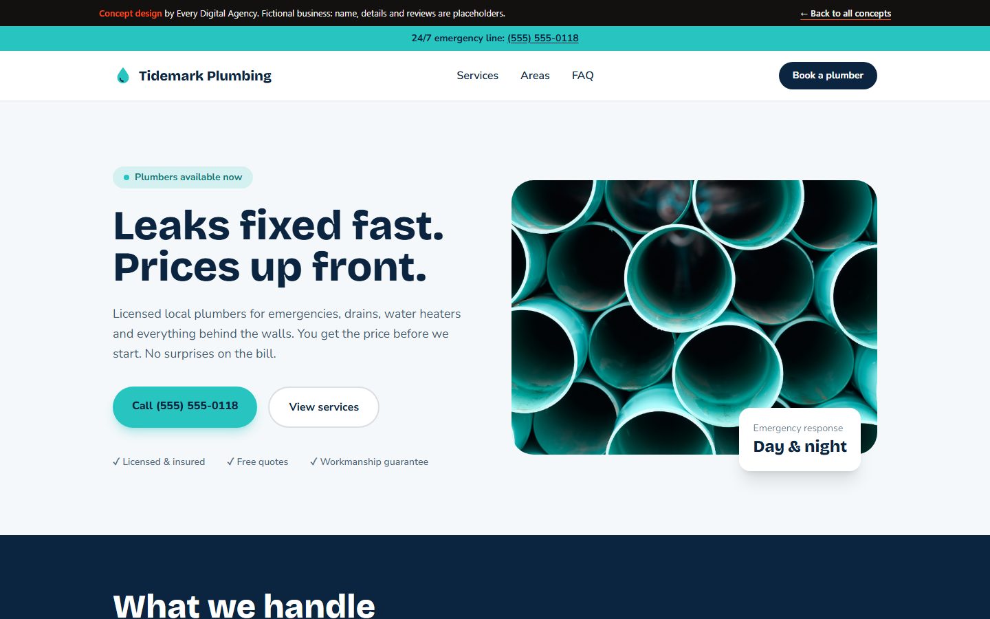 Tidemark Plumbing Co. concept website